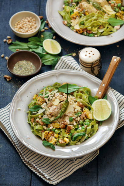 istock Leftover Chicken Breast Green Pasta with Basil-Mint Pesto 1301957644