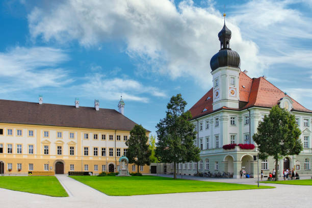 Chapel Square, town Hall and Pope Benedict XVI. House, New Treasury and Pilgrimage museum, Altoetting, Bavaria, Germany, Europe