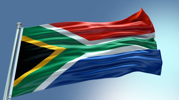 istock South Africa flag waving flag with texture background 1301959282