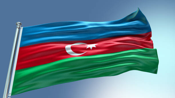 istock Azerbaijan flag waving flag with texture background 1301959418