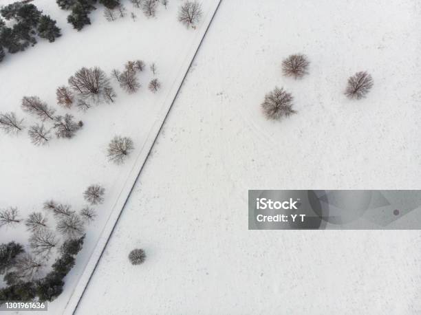 Aerial Photo Of Snowfall Around Berlin Adlershof Stock Photo - Download Image Now - Aerial View, Snow, Forest
