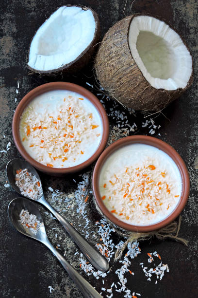 istock Homemade coconut yogurt. Probiotics. 1301962731
