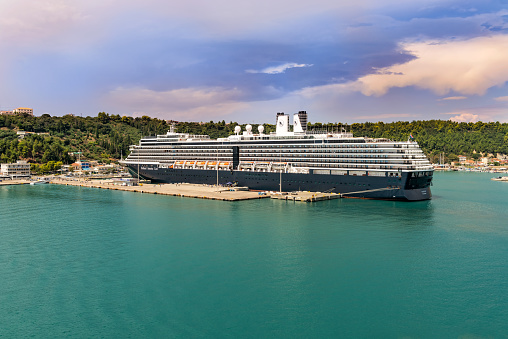 Katakolon, Greece - September 7, 2014:  View at Cruise ship in the port of Katakolon in Greece.