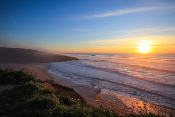 istock Amazing sunset in a beach with the ocean in background. 1301967440