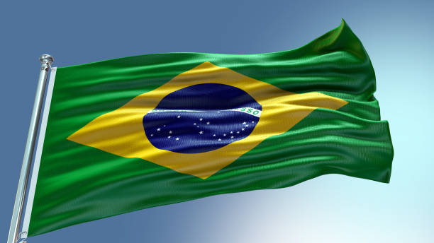 istock Brazil flag waving flag with texture background 1301969503