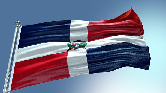 Dominican Republic flag waving flag with texture background