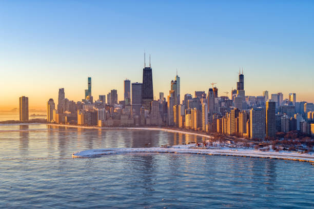 istock Dramatic Golden Hour View of Downtown Chicago 1301974233