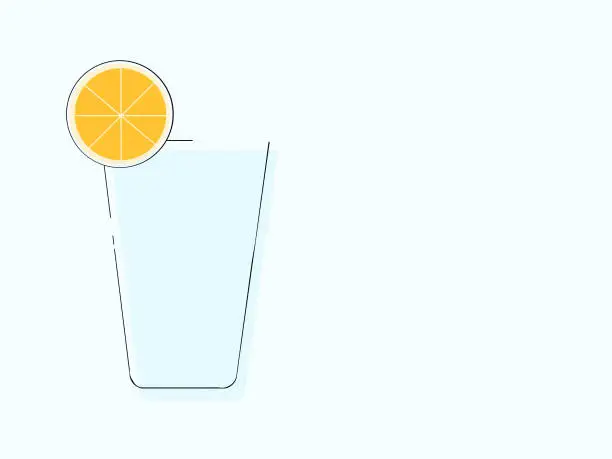 Vector illustration of Lemonade or drink made with a lemon base, with a lemon wedge on the glass.