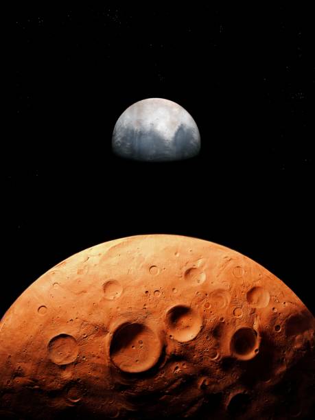 istock surface of the red planet covered with craters, planetary satellite, space landscape. 1301978951