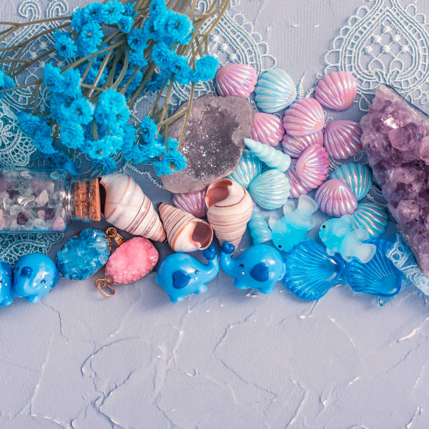 istock Various figurines, shells, crystals and other cute items for Hobbies and joy, collection of souvenirs 1301979386