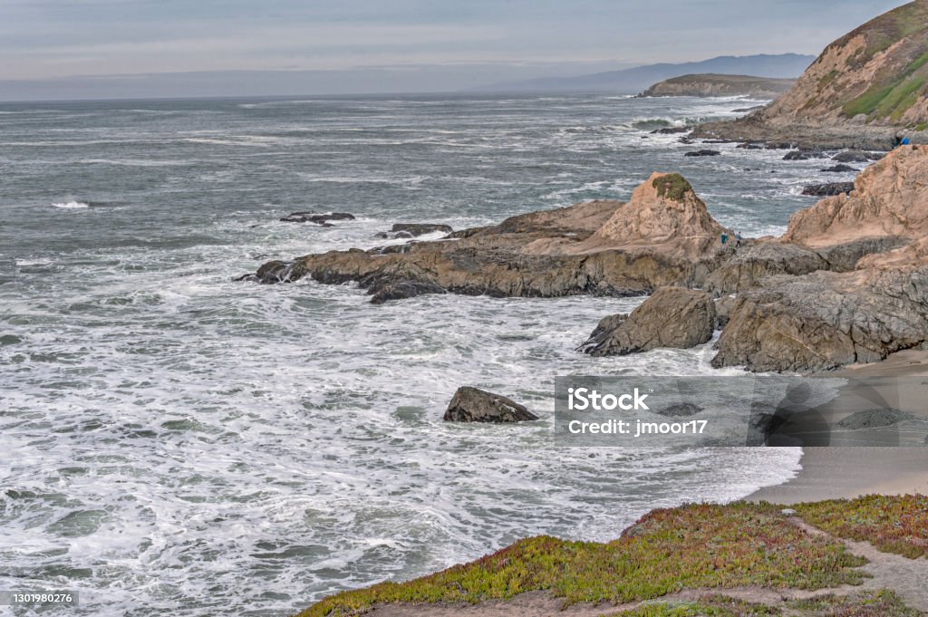 Bodega Bay Shoreline Views with Beach and Waves One of the very popular areas along the California coastline is Bodega Bay, a great area to visit and many excellent beach views and sights to enjoy in the coastal community. Bodega Bay Stock Photo