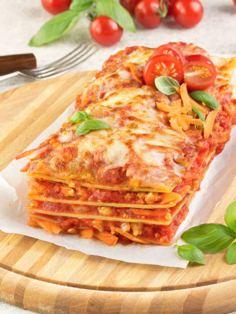 istock Vegetarian lasagna with tomatoes and carrots 1301980802