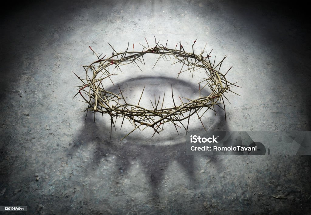 Wreath Of Thorns With King Crown Shadow - Passion And Triumph Of Jesus Crown Of Thorns With King Crown Shadow - Passion And Glory Of Jesus Crown - Headwear Stock Photo