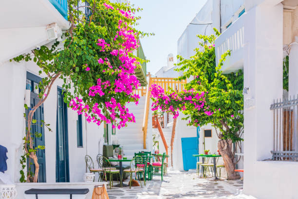 Mykonos, Greece. Mykonos, Greece. The narrow streets of Mykonos town. aegean islands stock pictures, royalty-free photos & images
