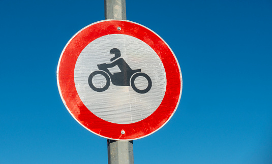 Ban on motorcycles road sing