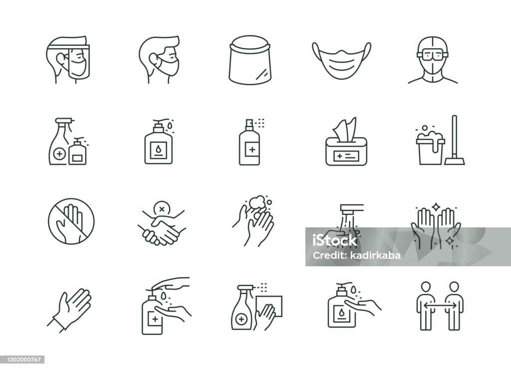 Coronavirus Preventie Thin Line-serie - Royalty-free Pictogram vectorkunst Coronavirus Preventie Thin Line-serie - Royalty-free Pictogram vectorkunst