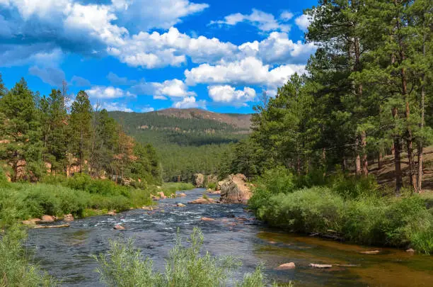 Photo of Beautiful mountain river scene where fishing is popular