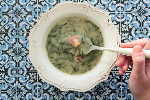 Photo of Caldo verde soup, a portuguese kale soup