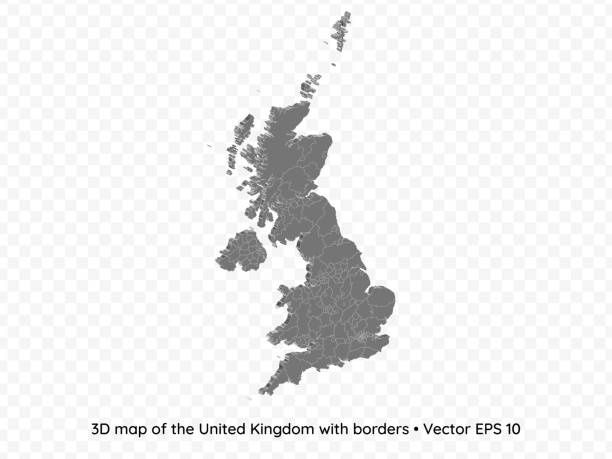 mapa 3d wielkiej brytanii - uk map regions england stock illustrations