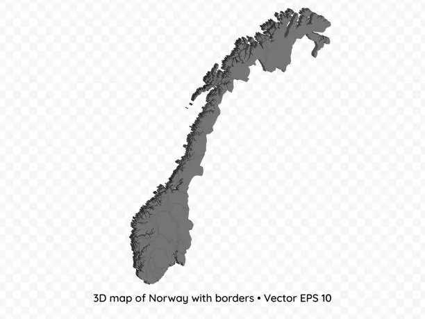 Vector illustration of 3D map of Norway