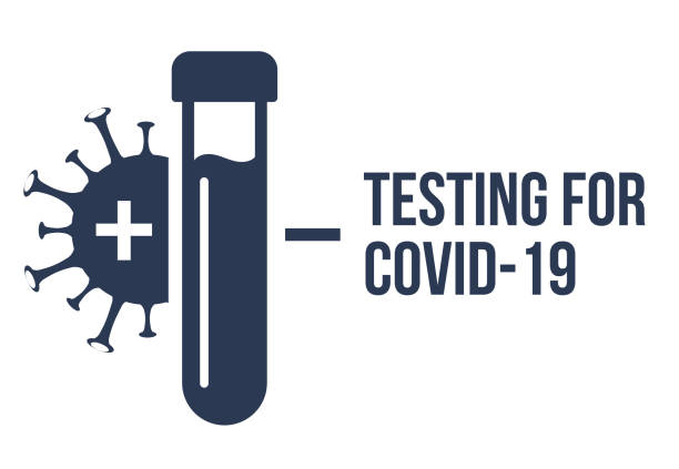 illustrazioni stock, clip art, cartoni animati e icone di tendenza di icona del vettore di test covid pcr. corona virus covid19 tube test laboratorio medico - screening