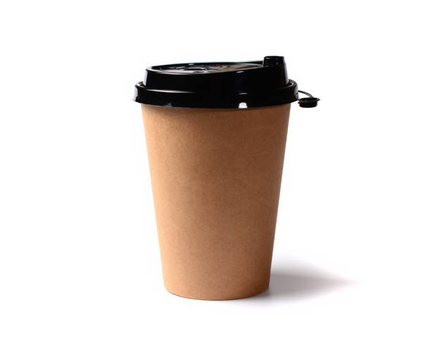 istock cardboard glass with coffee isolated on white background, coffee break concept. 1302009955