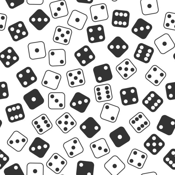 ilustrações de stock, clip art, desenhos animados e ícones de leisure dices gamble gaming monochrome vector seamless pattern - pattern information medium technology backgrounds