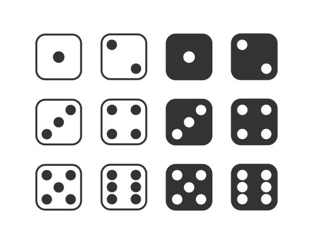 Set of monochrome dices. Vector isolated dice icons Set of monochrome dices. Vector isolated dice icons. dice stock illustrations
