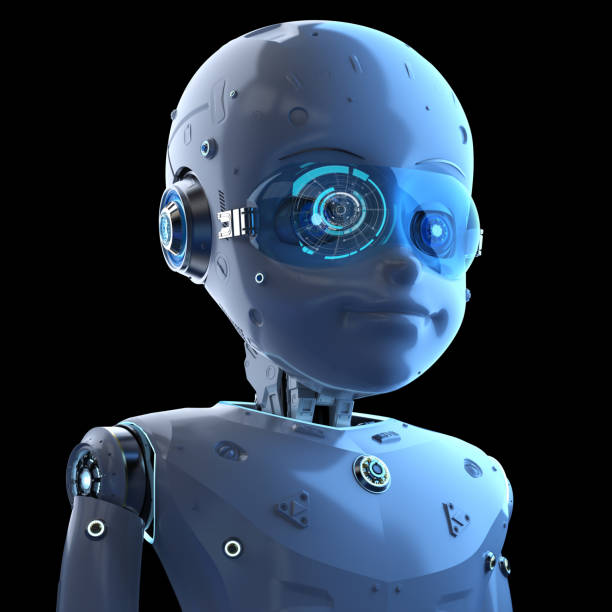 istock Cute robot with cartoon character 1302017727