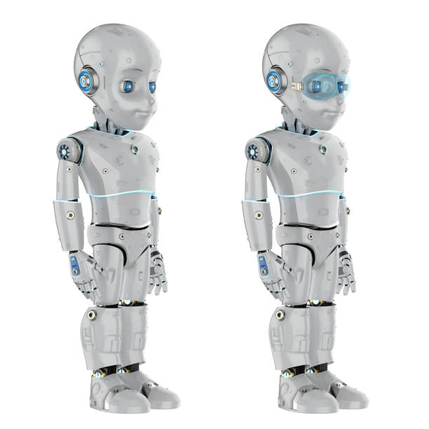 istock Cute robot with cartoon character 1302017758