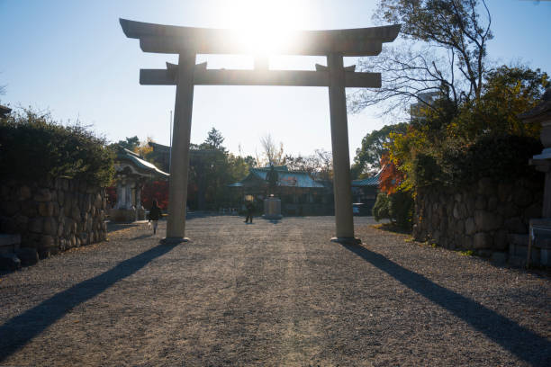raios brilhantes da manhã iluminam o santuário hokoku - toyotomi hideyoshi - fotografias e filmes do acervo