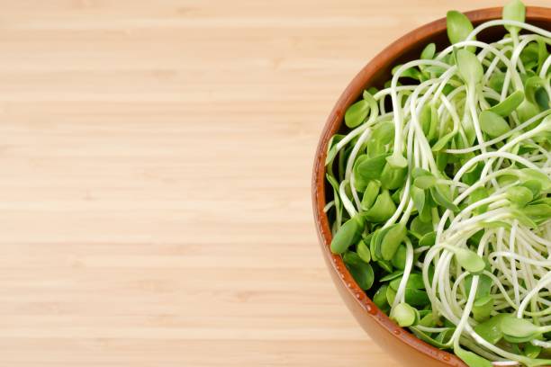 istock Healthy vegetable salad on wooden floor, top view 1302032042