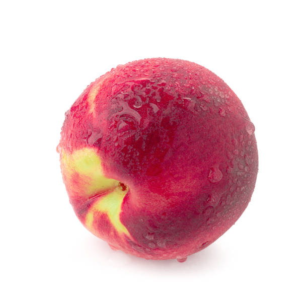 istock Ripe fresh peaches isolated on white background. 1302039375