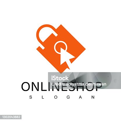 istock Online Shop Logo Design Template. Shopping Bag Vector Design. Digital Market Symbol 1302043882