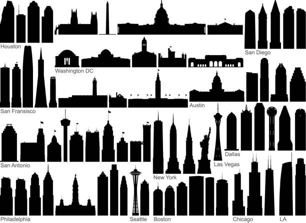 American Monuments American monuments. prudential tower stock illustrations