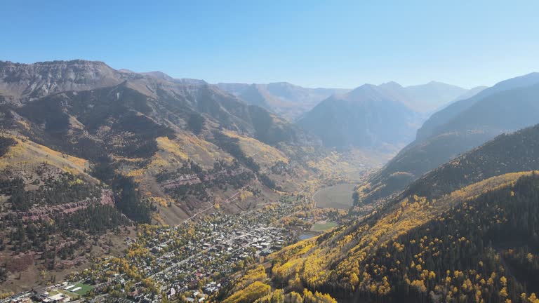 Aerial 4K drone video of Telluride, Colorado on an Autumn Day