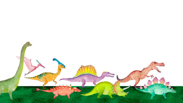 ilustrações de stock, clip art, desenhos animados e ícones de dinosaurs background frame - anquilossauro