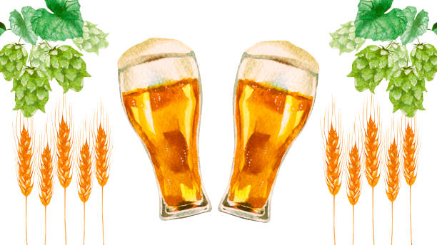 cheers bier aquarell - orientale stock-grafiken, -clipart, -cartoons und -symbole