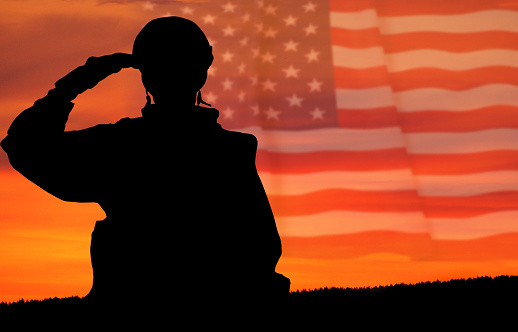 Tarjeta de felicitación para el Día de los Veteranos, Día de los Caídos, Día de la Independencia. Celebración en EE.UU. Concepto - patriotismo, protección, recordar, honor photo