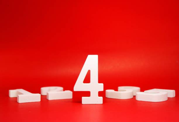 istock No.4  Four or Good on Red  Background with Copy Space - Number 4 better than mean score competition Concept 1302053740