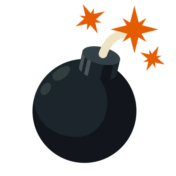 Vector illustration of Bomb explosion. Danger sign for app explosion.