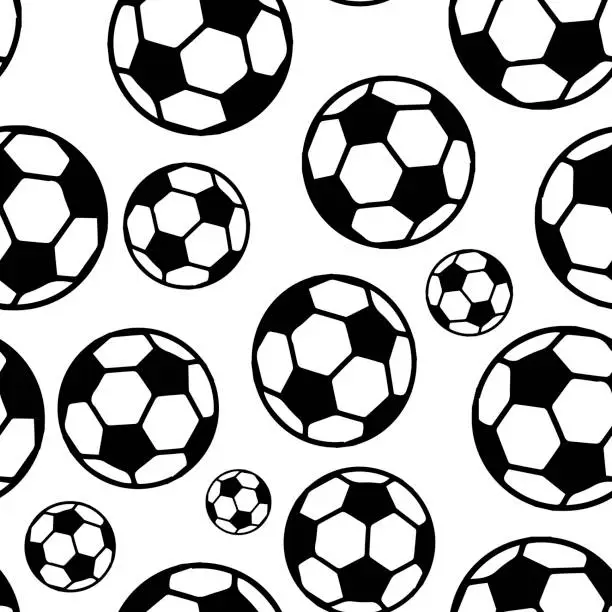 Vector illustration of Seamless pattern tile with soccer ball shapes. Football.