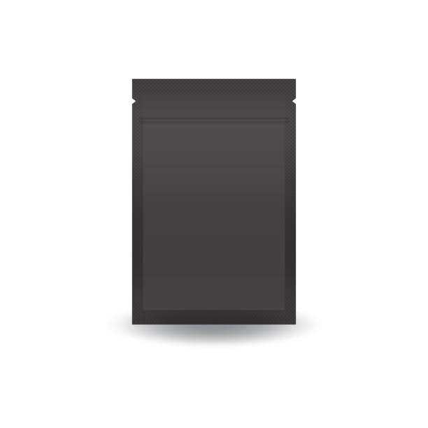istock Blank black double sided flat foil ziplock bag for food or healthy product. 1302064578