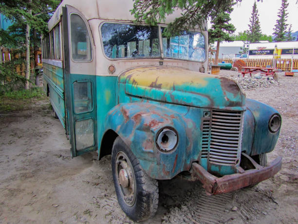 Denali National Park, Alaska, USA - June 13, 2011, Fairbanks City Transit System Bus 142 was a 1946 International Harvester K-5 bus abandoned along the Stampede Trail near Denali National Park.