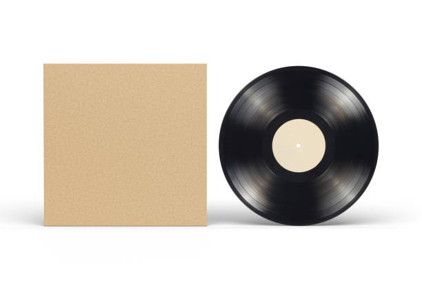 istock Vinyl LP record with blank brown cover isolated. Mock up template 1302065566