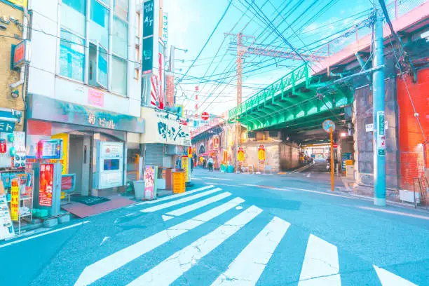 Cityscape of Shinbashi area viewing street