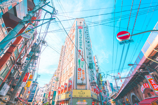 Cityscape of Shinbashi area viewing street