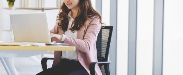 istock Caucasian businesswoman working with computer laptop in office 1302076362