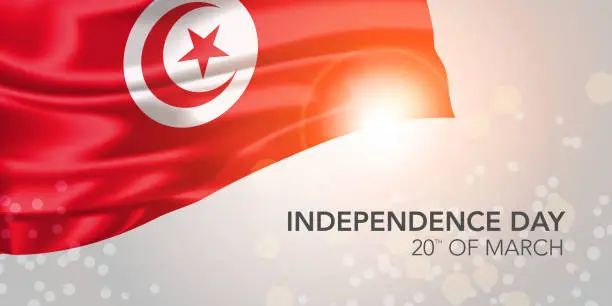 Vector illustration of Tunisia happy independence day vector banner, greeting card