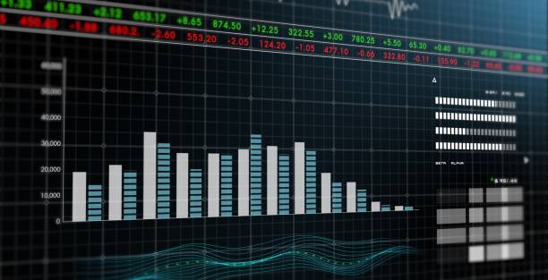 Futuristic finance investment graph chart, bar graph and stock exchange market price digital analyzing symbol, future business and trading AI auto trading artificial intelligence technology monitor screen. gráfico gráfico de gráficos de inversión financiera futurista, gráfico de barras y precio de mercado de valores símbolo de análisis digital, negocio futuro y comercio de tecnología de inteligencia artificial de comercio de automóviles ai monitor d